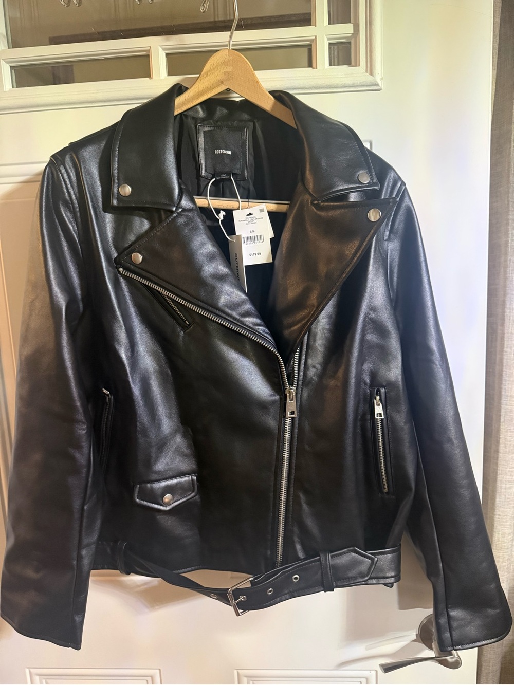 Cotton On Black Faux Leather Moto Jacket